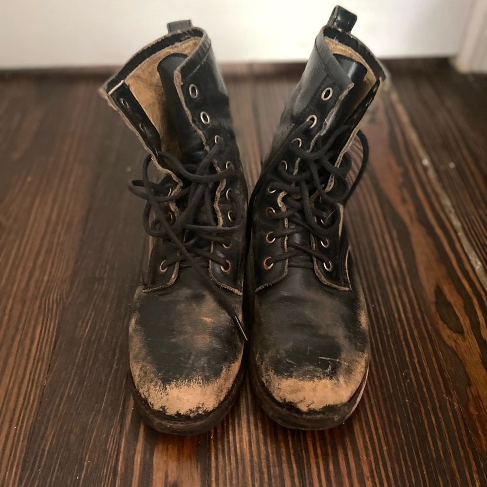 Distressed Leather Work Boots